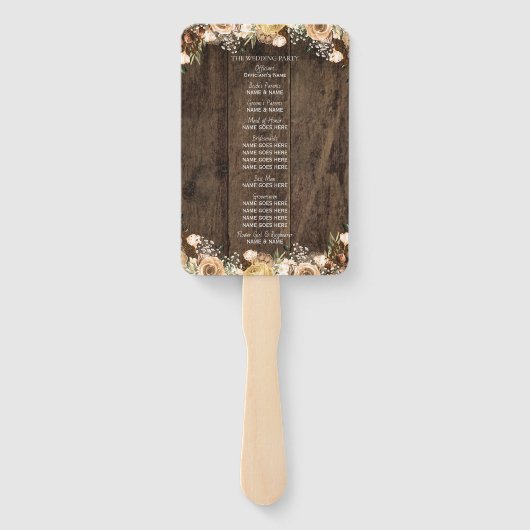 Rustiek Tan Vogel Hout Land Bruiloft Programma Handwaaier (Achterkant)
