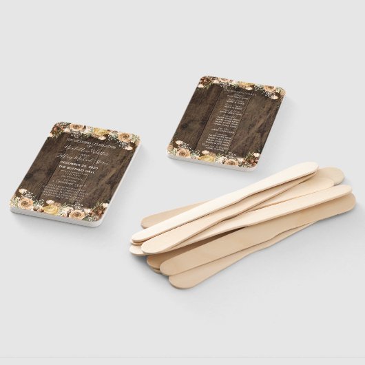 Rustiek Tan Vogel Hout Land Bruiloft Programma Handwaaier (Niet-gemonteerd)