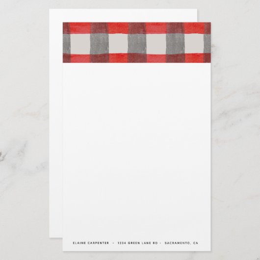 Rustiek Tartan rood gepersonaliseerd briefpapier (Voorkant / Achterkant)