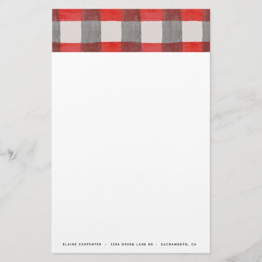 Rustiek Tartan rood gepersonaliseerd briefpapier (Voorkant)