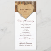 Rustiek Tattered Heart Wood Wedding Programma Programmakaart (Achterkant)