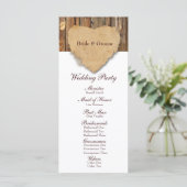 Rustiek Tattered Heart Wood Wedding Programma Programmakaart (Staand voorkant)