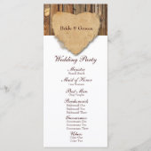 Rustiek Tattered Heart Wood Wedding Programma Programmakaart (Voorkant)