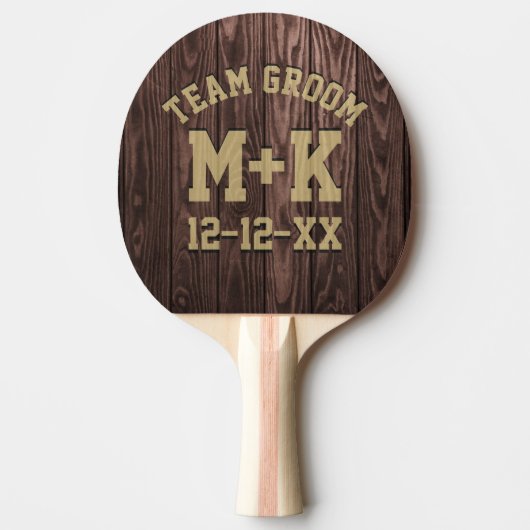 Rustiek Team Groom Bruiloft Ping Pong Paddle Tafeltennisbatje (Voorkant)