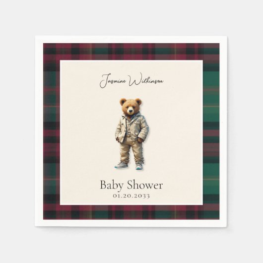 rustiek Teddy Baby shower Servet (Voorkant)