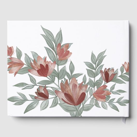 Rustiek Terracotta Bloemen & Bladerig Bruiloft Gastenboek (Achterkant)