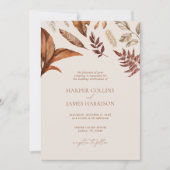 Rustiek Terracotta Bloemen Boho Herfst Bruiloft Kaart (Voorkant)