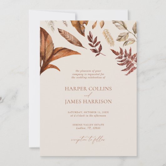 Rustiek Terracotta Bloemen Boho Herfst Bruiloft Kaart (Voorkant)