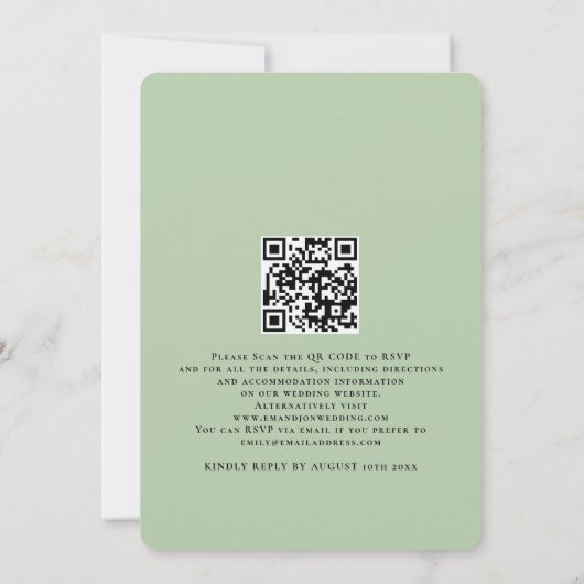 Rustiek Terracotta Bloemen Script Sage Groen Bruil Kaart (Achterkant)