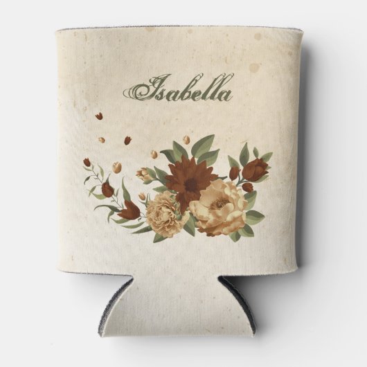 Rustiek terracotta bloemengroen blikjeskoeler (Voorkant)