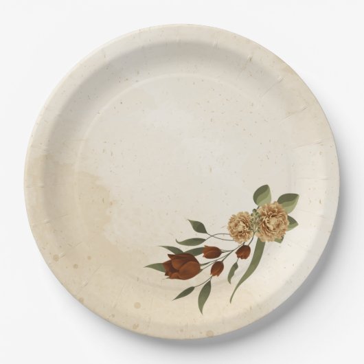 Rustiek terracotta bloemengroen papieren bordje (Voorkant)