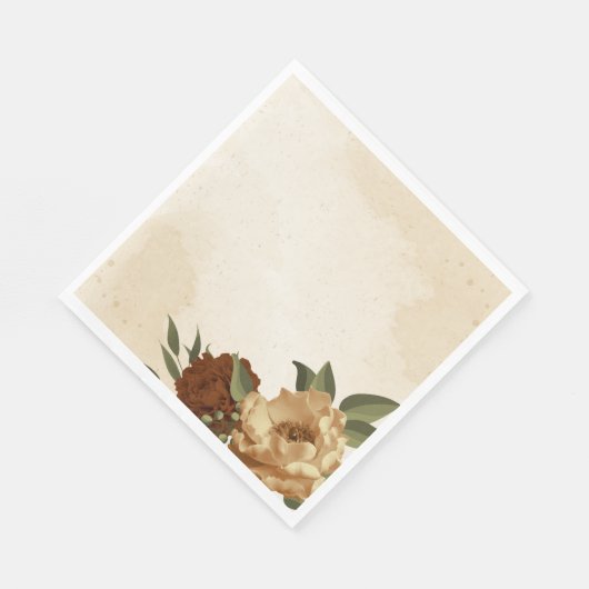 Rustiek terracotta bloemengroen servet (Hoek)