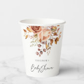 Rustiek Terracotta Bloemennaam Boho Baby shower Papieren Bekers (Achterkant)