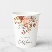 Rustiek Terracotta Bloemennaam Boho Baby shower Papieren Bekers (Voorkant)