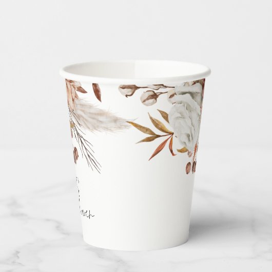 Rustiek Terracotta Bloemennaam Boho Baby shower Papieren Bekers (Links)