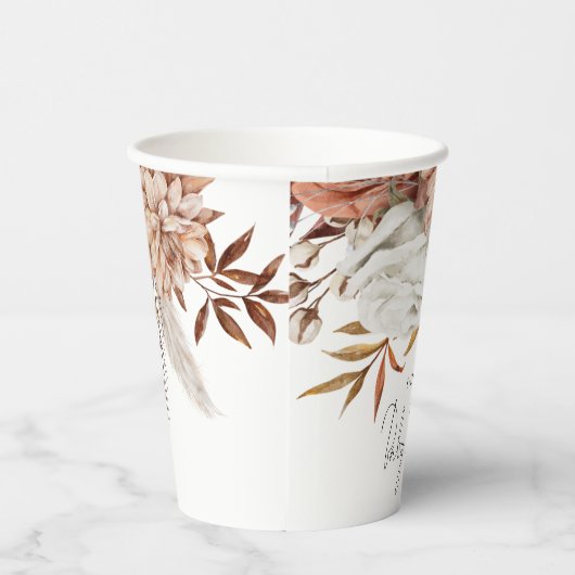 Rustiek Terracotta Bloemennaam Boho Baby shower Papieren Bekers (Rechts)