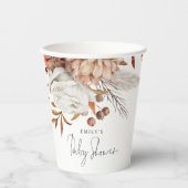 Rustiek Terracotta Bloemennaam Boho Baby shower Papieren Bekers (Voorkant)