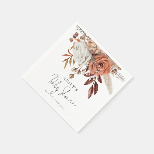 Rustiek Terracotta Bloemennaam Boho Baby shower Servet (Hoek)