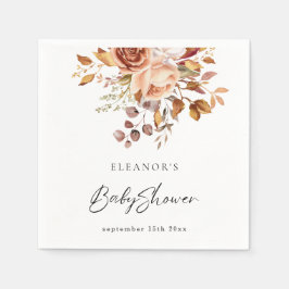 Rustiek Terracotta Bloemennaam Boho Baby shower Servet