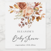 Rustiek Terracotta Bloemennaam Boho Baby shower Wijn Etiket (Enkel label)