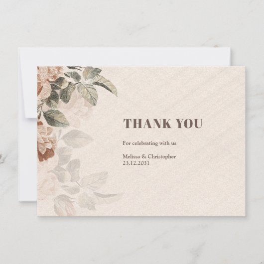 Rustiek terracotta bloemensalie groen Bruiloft Bedankkaart (Voorkant)