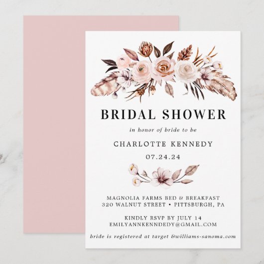 Rustiek Terracotta Blush Boho Vrijgezellenfeest Kaart (Voorkant / Achterkant)