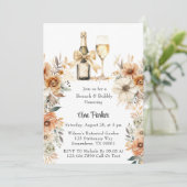 Rustiek Terracotta Crème Floral Brunch & Bubbly Kaart (Staand voorkant)