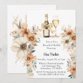 Rustiek Terracotta Crème Floral Brunch & Bubbly Kaart (Voorkant / Achterkant)