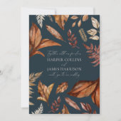 Rustiek Terracotta Floral Boho Navy Bruiloft Kaart (Voorkant)