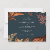 Rustiek Terracotta Floral Boho Navy Bruiloft Save The Date (Achterkant)
