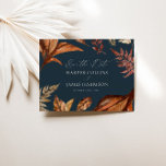 Rustiek Terracotta Floral Boho Navy Bruiloft Save The Date<br><div class="desc">Deze prachtige kaart legt de essentie van de schoonheid van de herfst vast met zijn delicate bloemontwerp en warme terracotta tinten. Of u nu een rustieke buitenceremonie of een intieme indoorbijeenkomst plant, dit bewaart de datumkaart zet de perfecte toon voor uw evenement. Personaliseer deze uitnodiging met uw namen, trouwdatum en...</div>