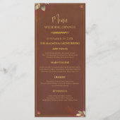 Rustiek Terracotta & Goud Trouwdiner Menu (Voorkant)