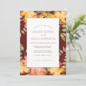 Rustiek Terracotta Herfst Herfst bladeren Bruiloft Kaart (Staand voorkant)