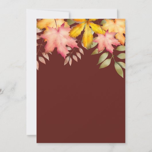 Rustiek Terracotta Herfst Herfst bladeren Bruiloft Kaart (Achterkant)