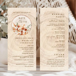 Rustiek Terracotta Hout Cut Wedding Programma