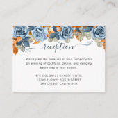 Rustiek Terracotta Marine Blauw Herfst Bruiloft Re Informatiekaartje (Voorkant)