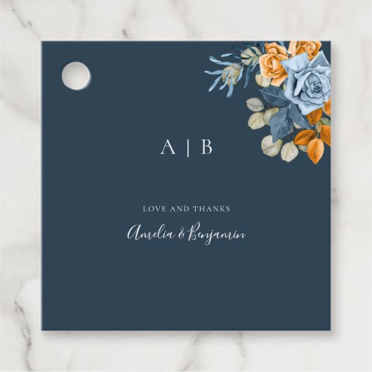 Rustiek Terracotta Marine Blauw Rust Dank u bruilo Bedankjes Labels (Voorkant)