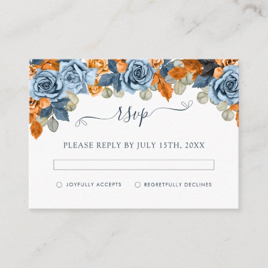 Rustiek Terracotta Marine Blauw Rust Herfst Bruilo Informatiekaartje (Voorkant)