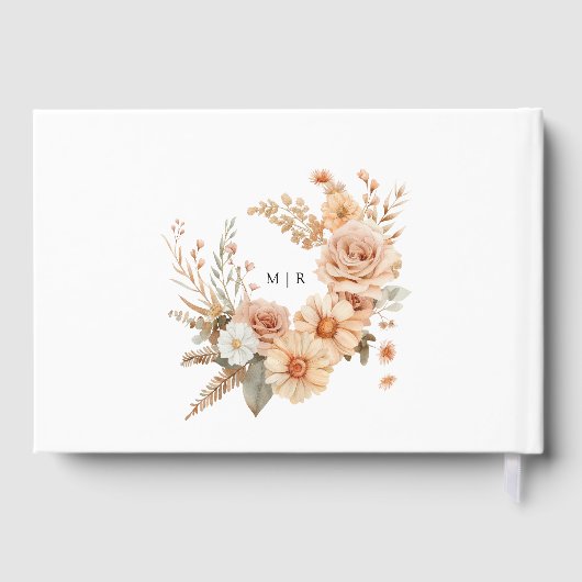 Rustiek Terracotta Roos Bloemen bruiloft gastenboe Gastenboek (Achterkant)