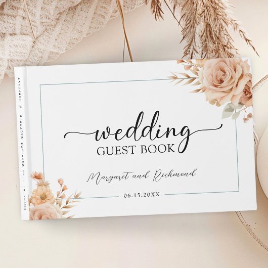 Rustiek Terracotta Roos Bloemen bruiloft gastenboe Gastenboek