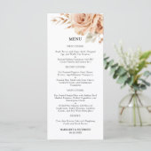 Rustiek Terracotta Roos Bloemen Trouwmenu Menu (Staand voorkant)