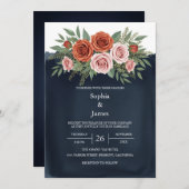 Rustiek Terracotta Roos bruiloft uitnodiging (Voorkant / Achterkant)