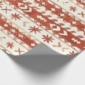 Rustiek Terracotta Vakantiepatroon Kerstmis Cadeaupapier (Hoek)