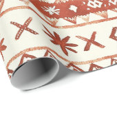 Rustiek Terracotta Vakantiepatroon Kerstmis Cadeaupapier (Rol Hoek)