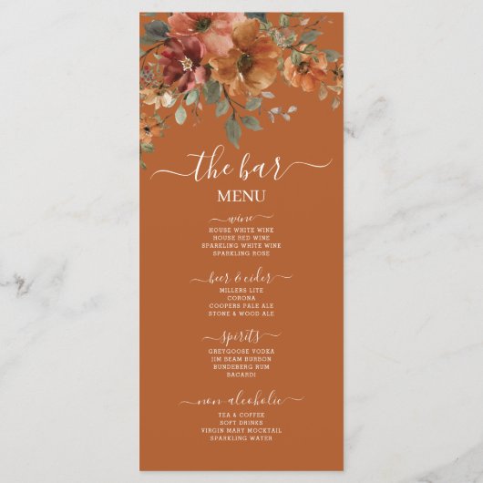 Rustiek Terracotta Verbrand Sinaasappel Bloemen Tr Programmakaart (Achterkant)