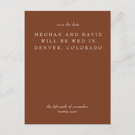 Rustiek terracotta verbrand Sinaasappel Save the D Aankondigingskaart