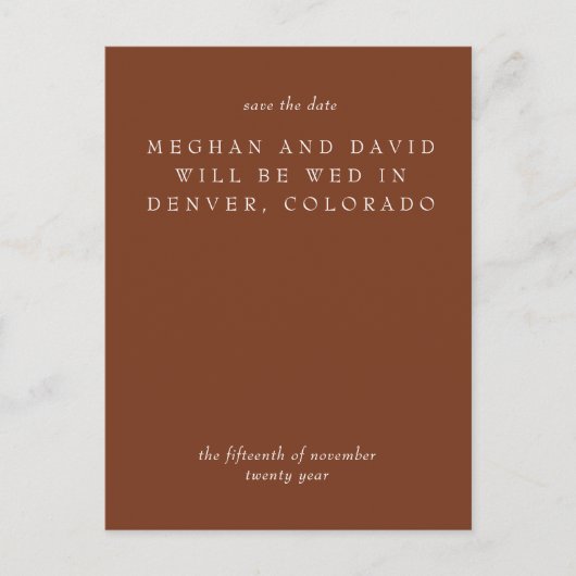 Rustiek terracotta verbrand Sinaasappel Save the D Aankondigingskaart (Voorkant)