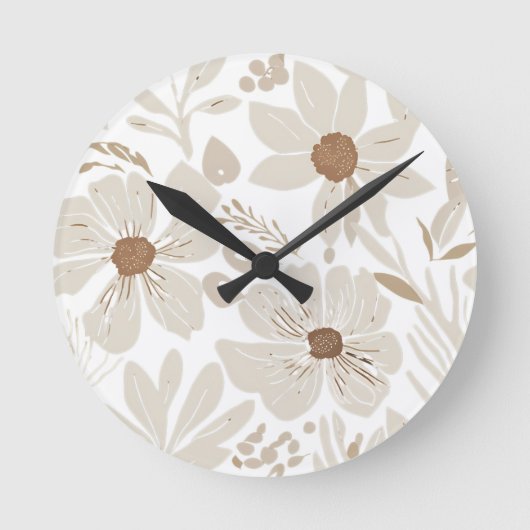 Rustiek Terracotta Wildflower Boho Eclectisch Ontw Ronde Klok (Voorkant)