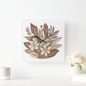 Rustiek Terracotta Wildflower Boho Eclectisch Ontw Vierkante Klok (Huis)