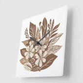 Rustiek Terracotta Wildflower Boho Eclectisch Ontw Vierkante Klok (Hoek)